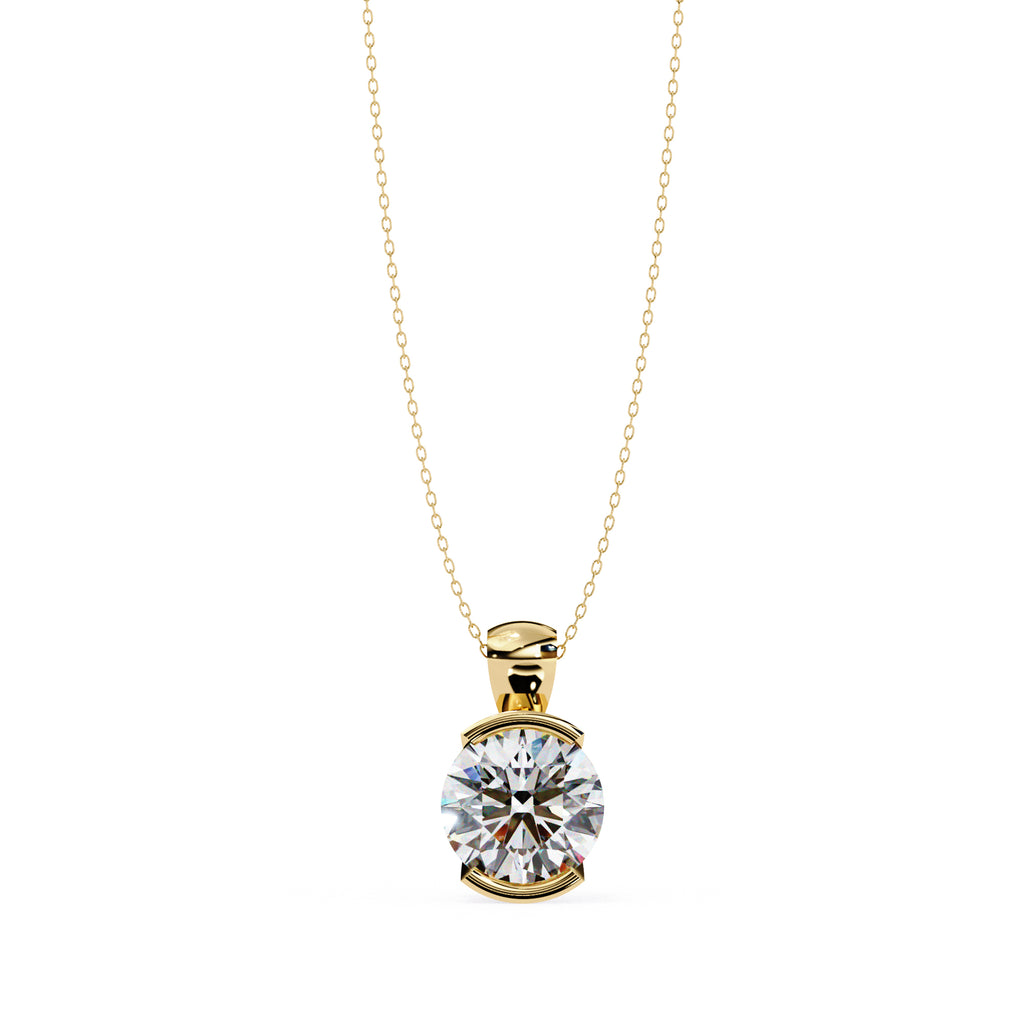 Elegant half-bezel diamond pendant for women