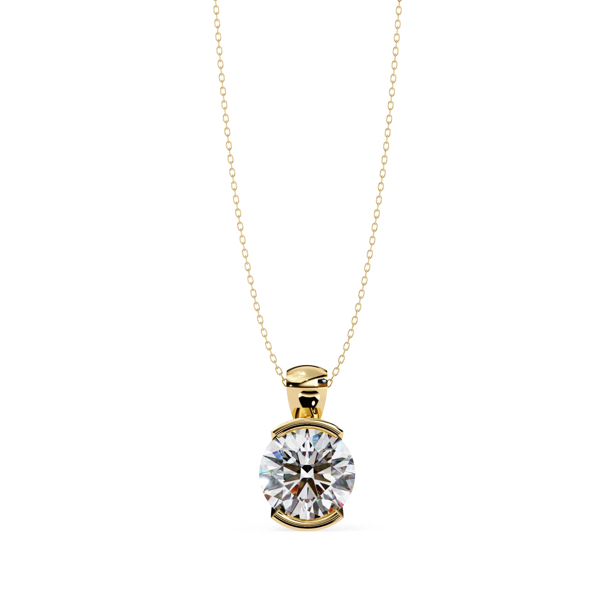 Elegant half-bezel diamond pendant for women