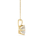 Gold princess-cut diamond pendant for women