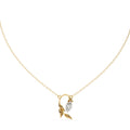 Gold leaf design marquise diamond pendant
