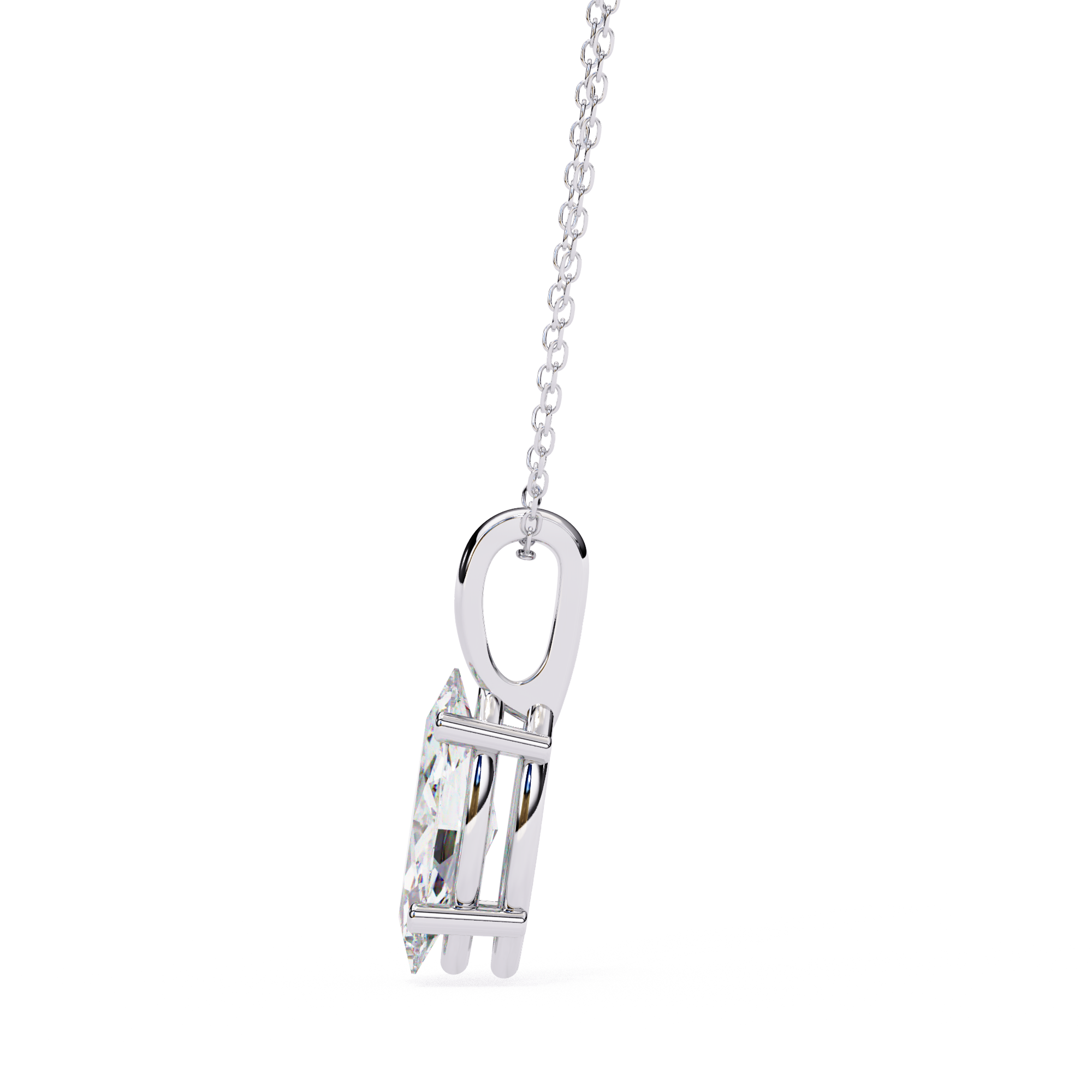 Minimalist marquise-cut diamond pendant with white gold prongs