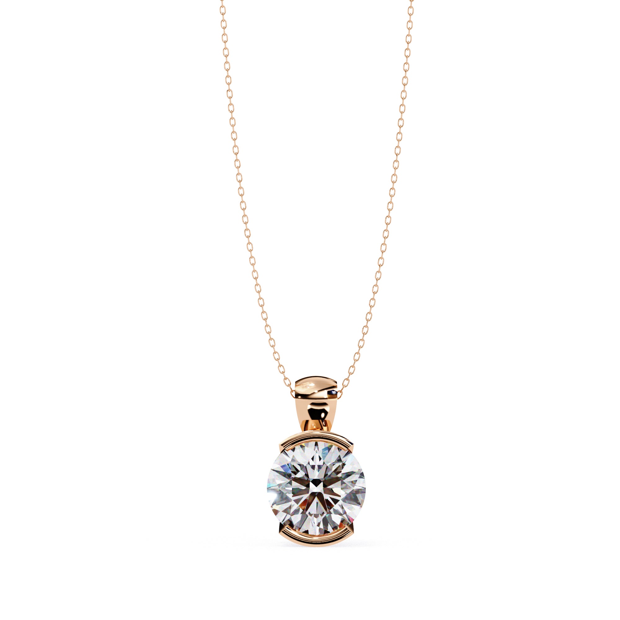 Elegant half-bezel diamond pendant for women