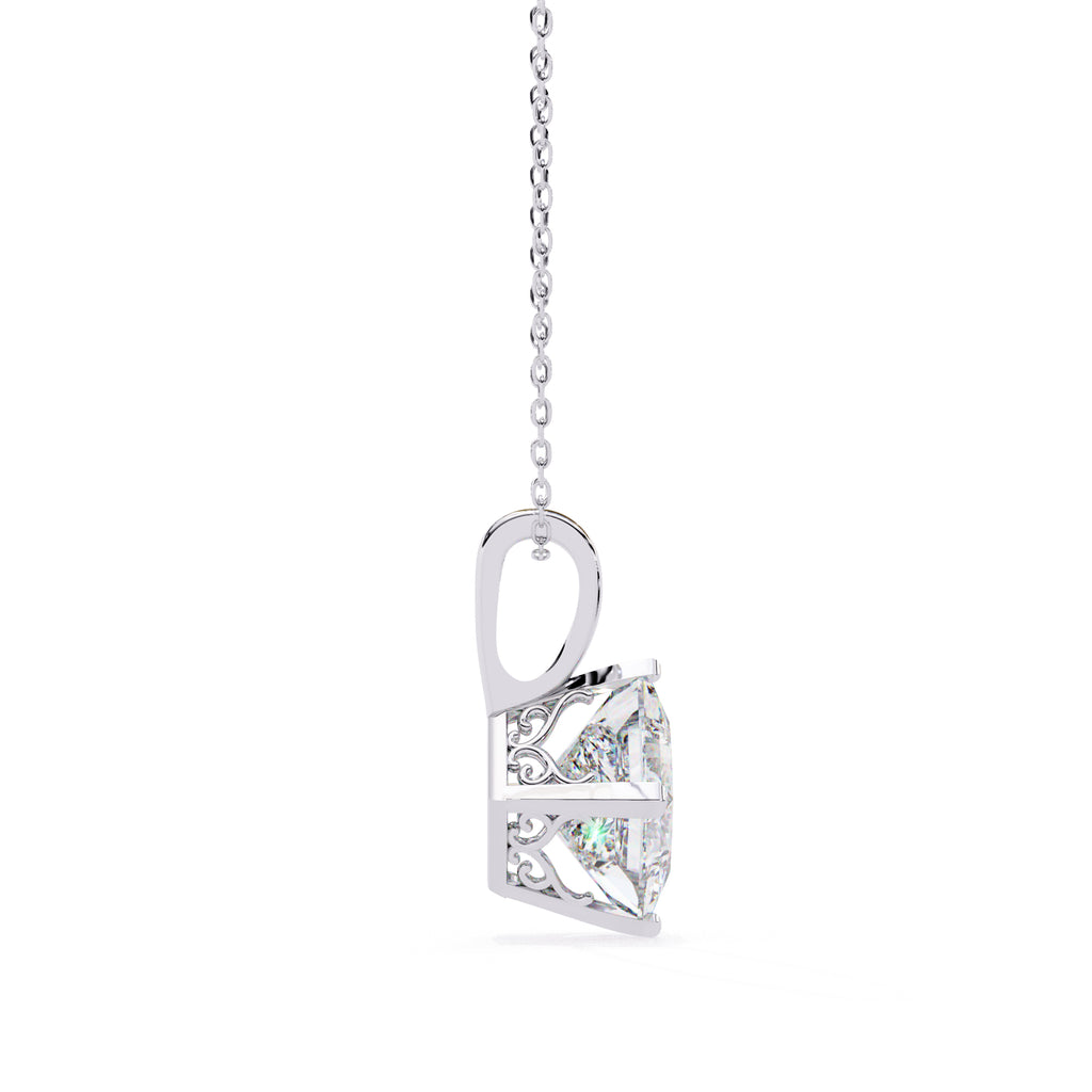 Princess-cut solitaire diamond pendant in White Gold