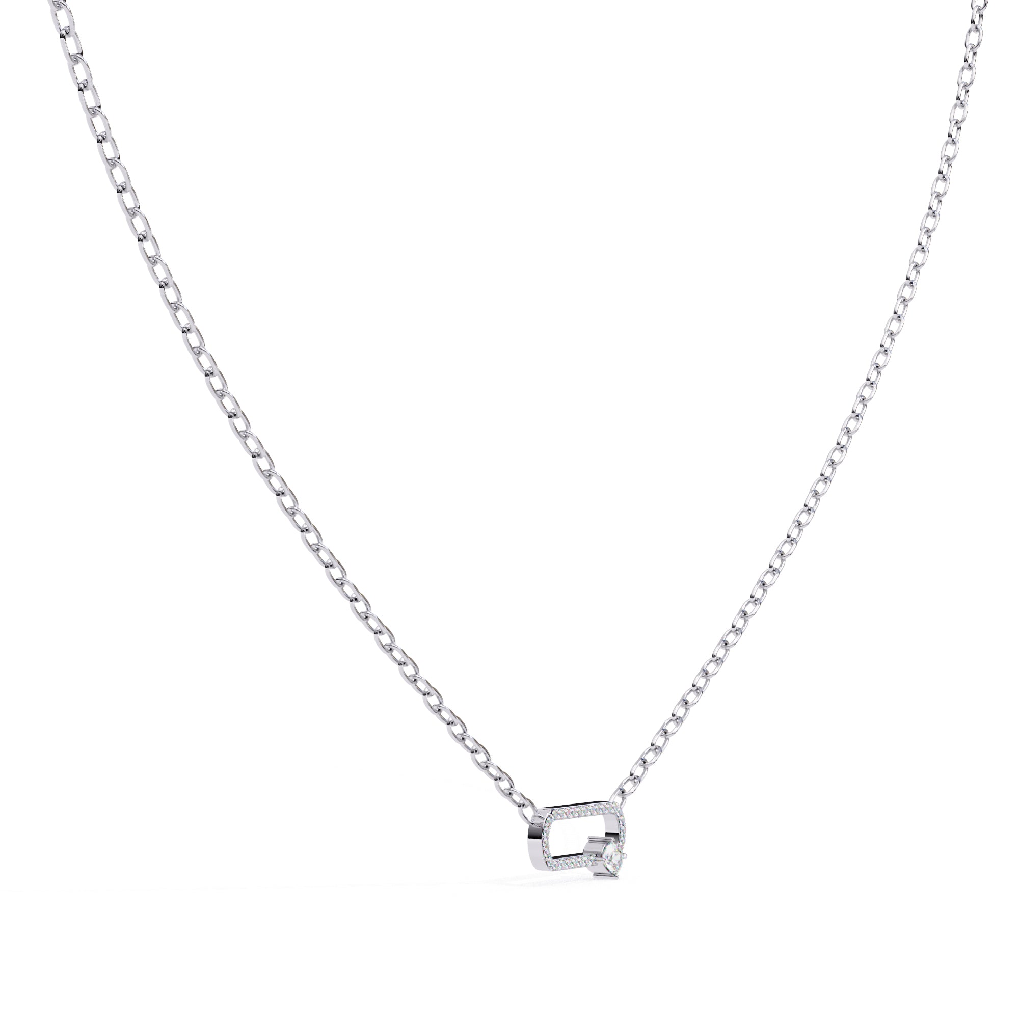 Simple geometric white gold diamond pendant