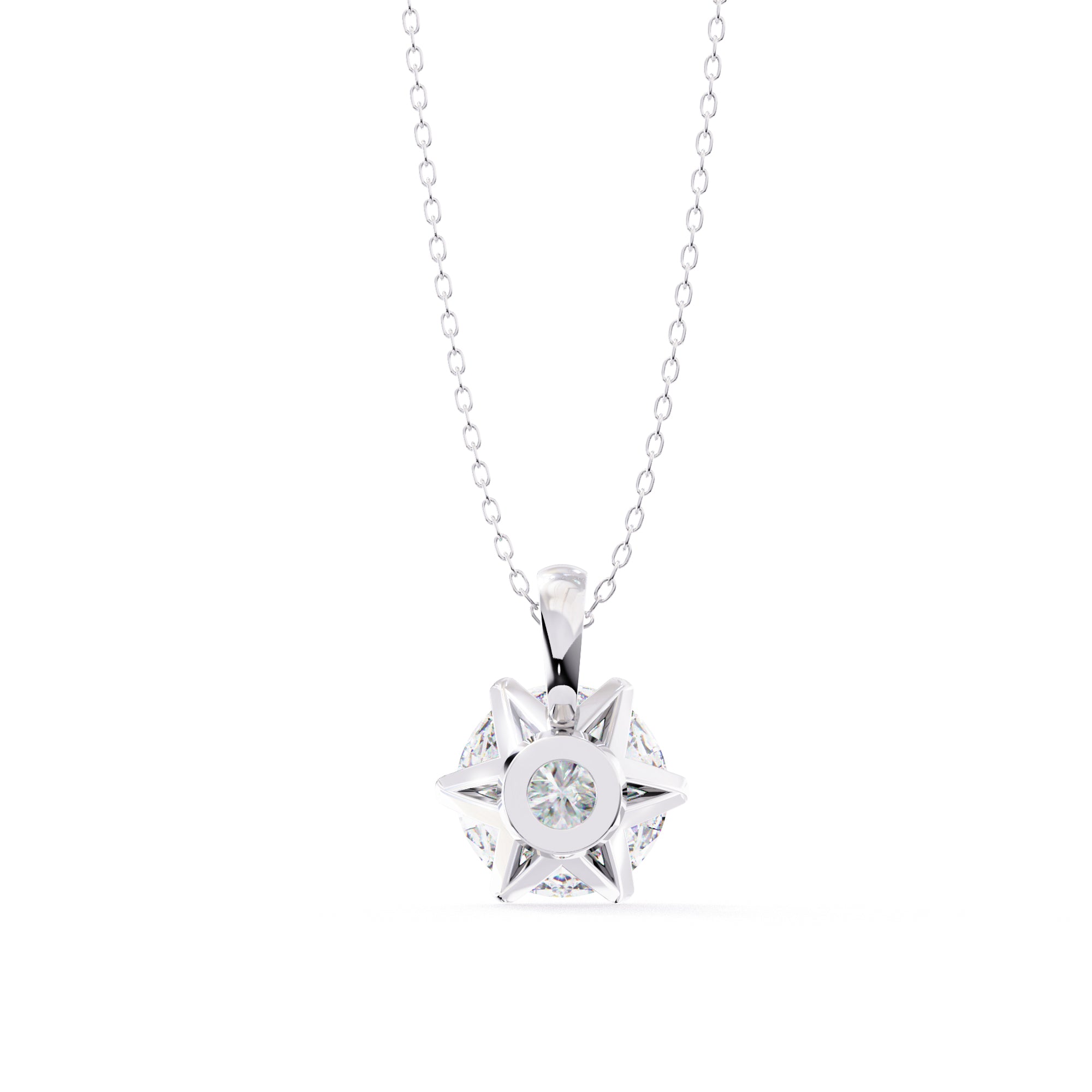 Premium round cut diamond pendant in White Gold