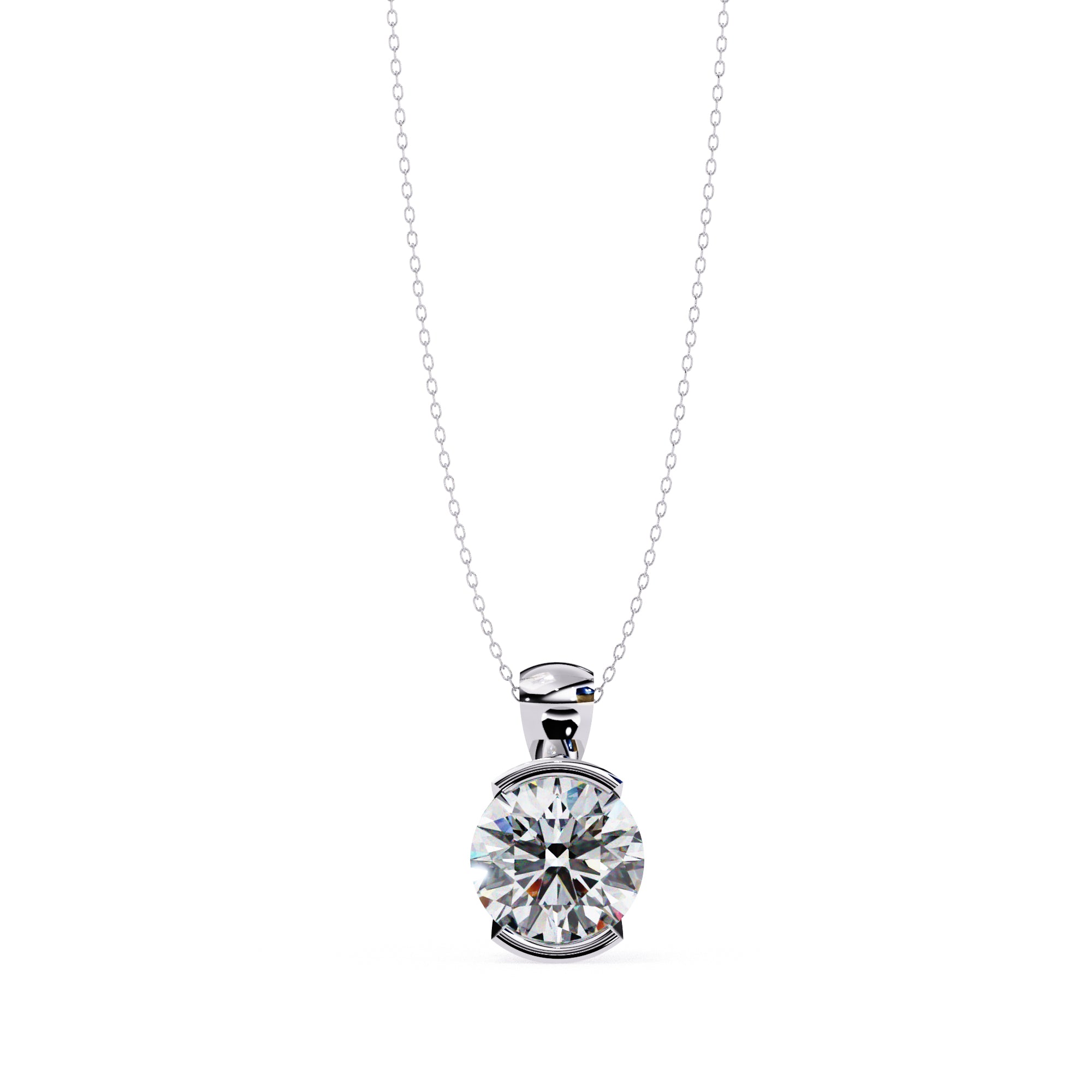 Elegant half-bezel diamond pendant for women