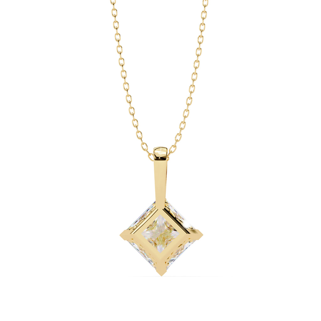 Square diamond solitaire pendant