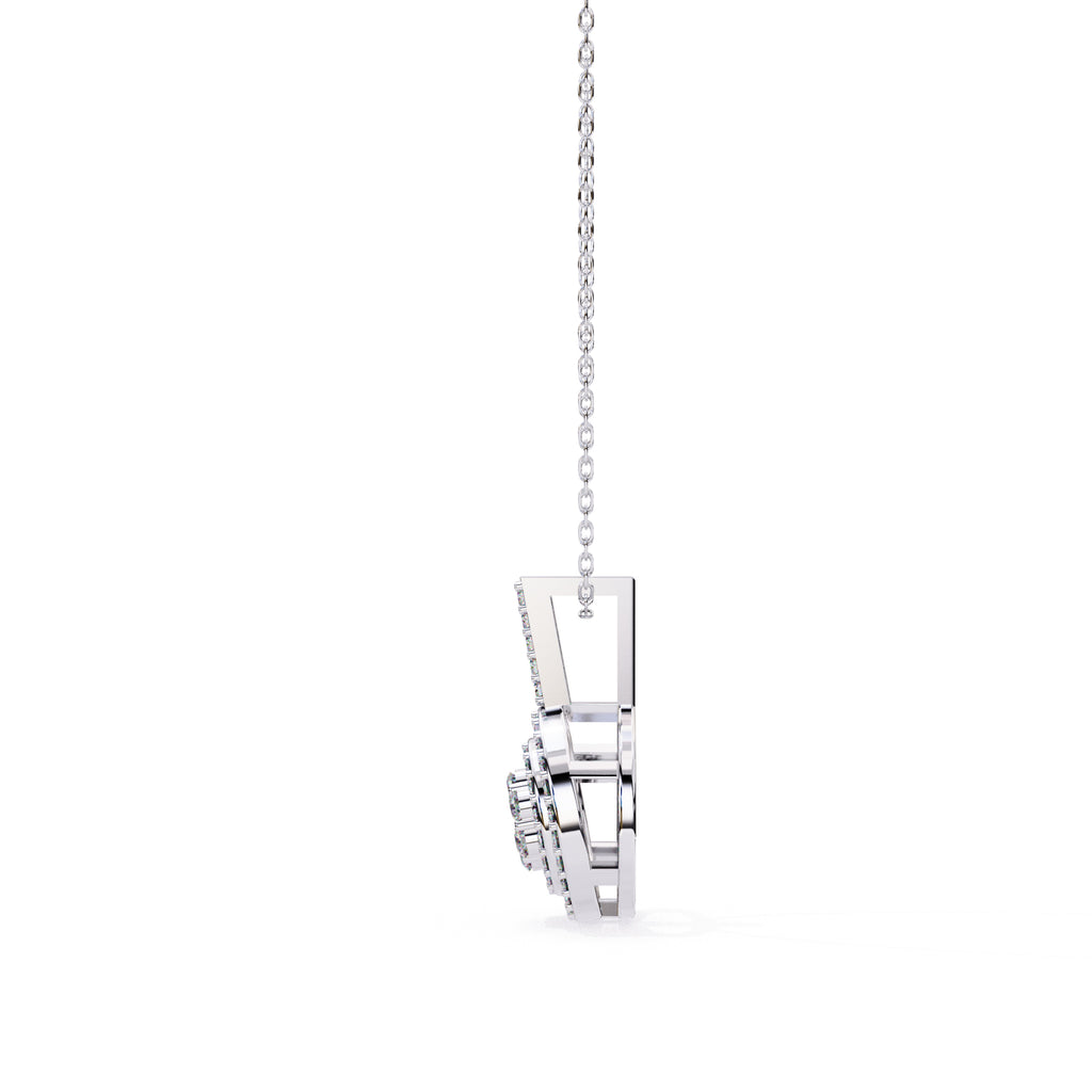 Round halo diamond pendant in White Gold