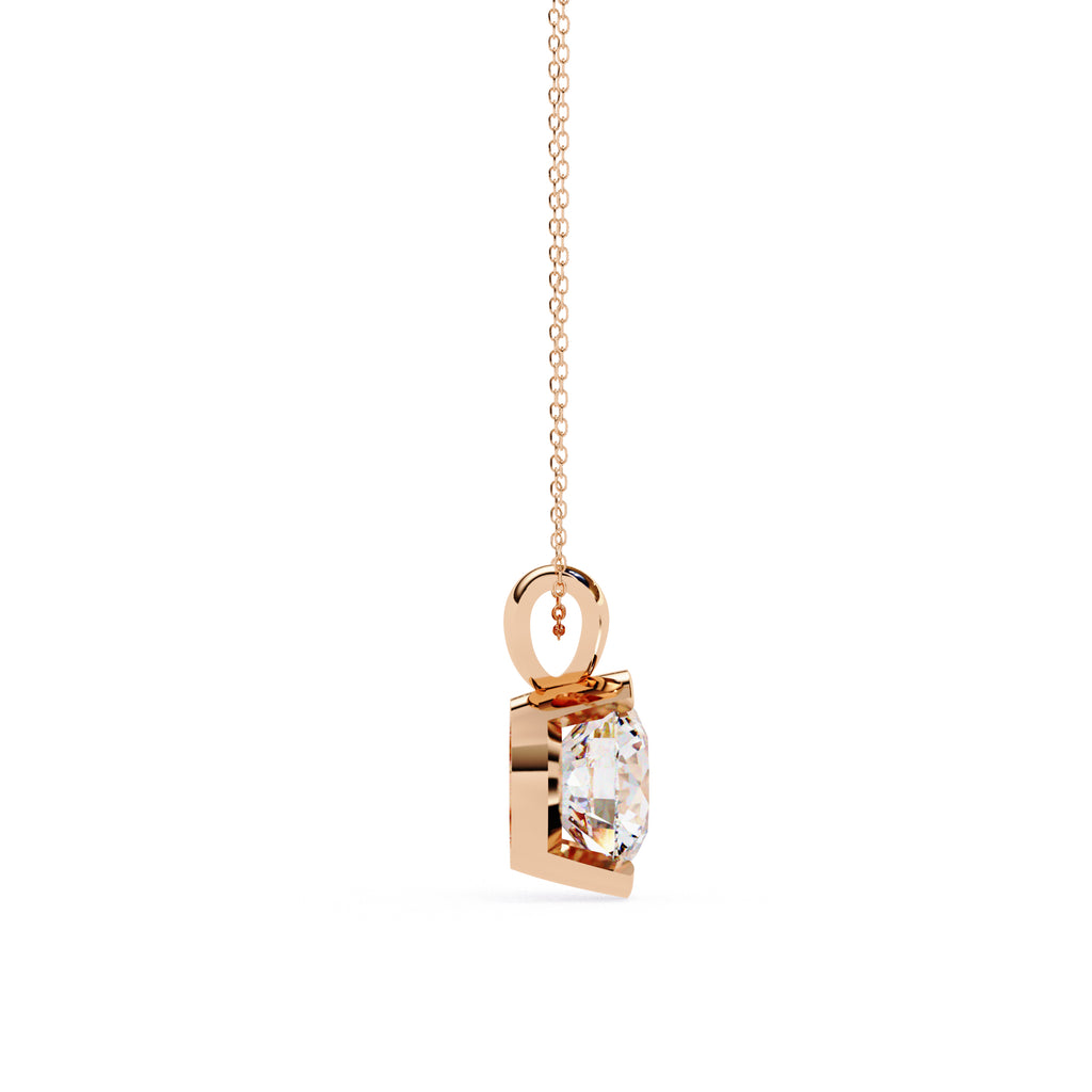 Rose Gold half-bezel round diamond necklace