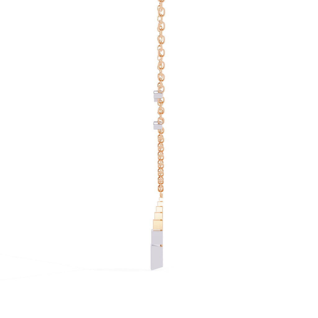 Rose Gold necklace with unique geometric triangle diamond pendant