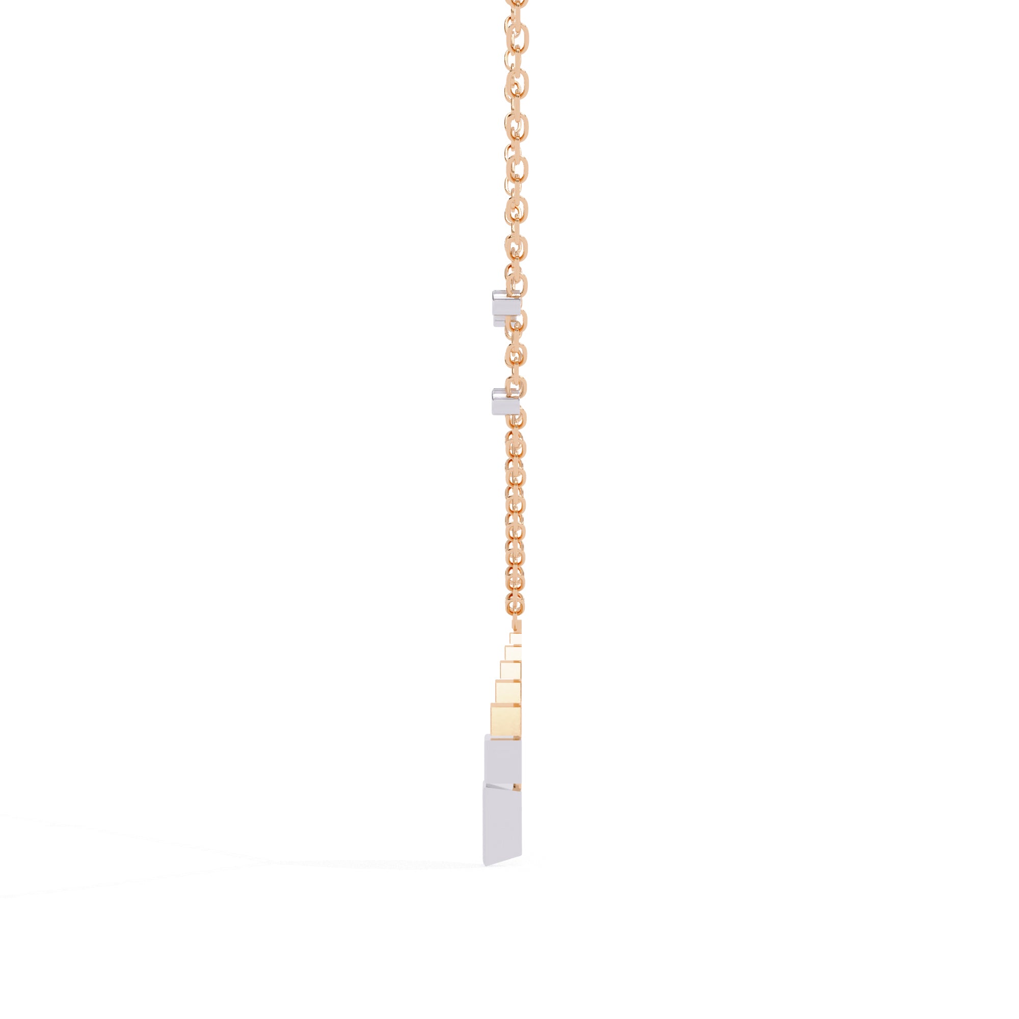 Rose Gold necklace with unique geometric triangle diamond pendant