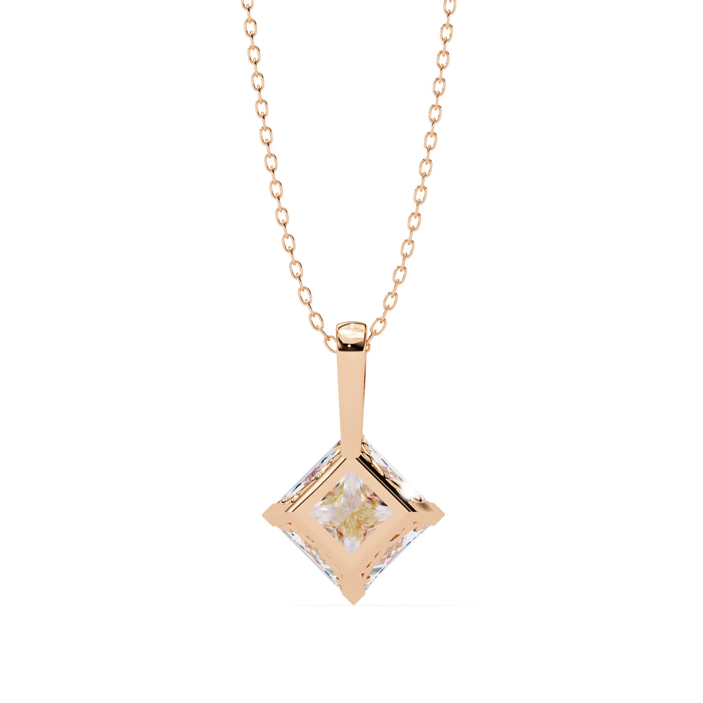 Square diamond solitaire pendant