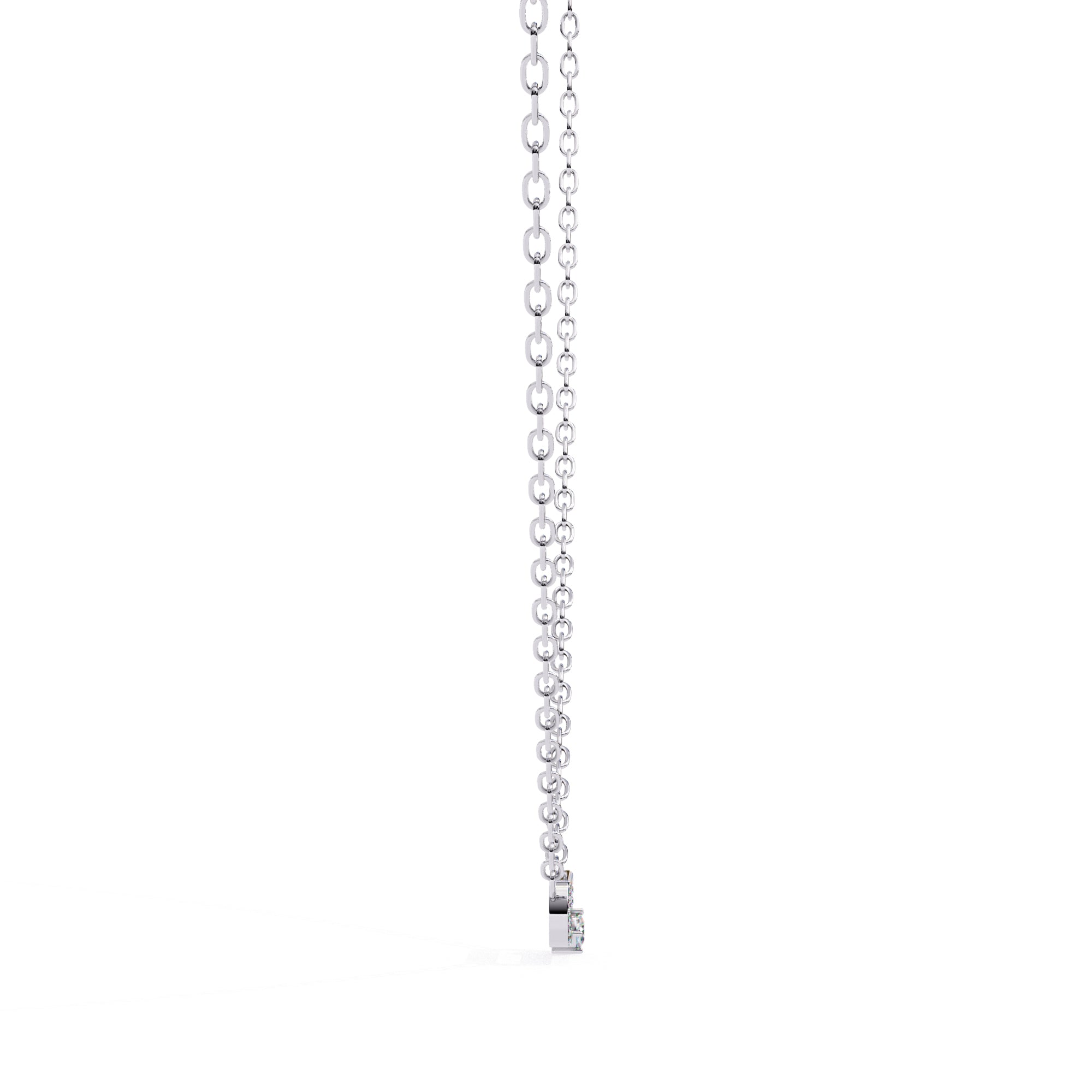 Delicate white gold chain with geometric diamond pendant