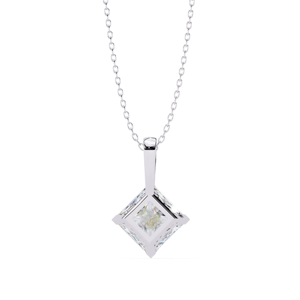 Square diamond solitaire pendant