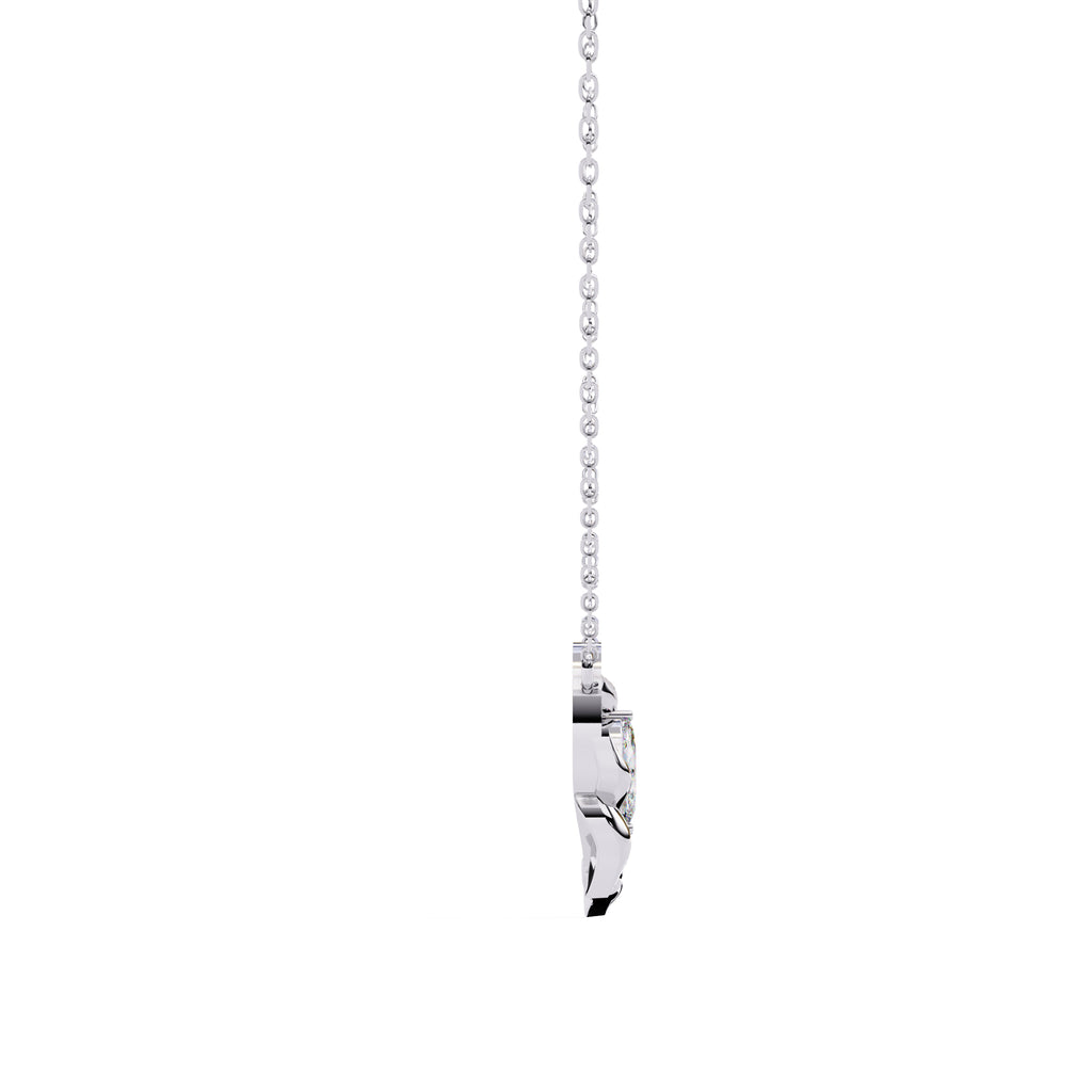 Marquise diamond pendant in white gold with leaf design