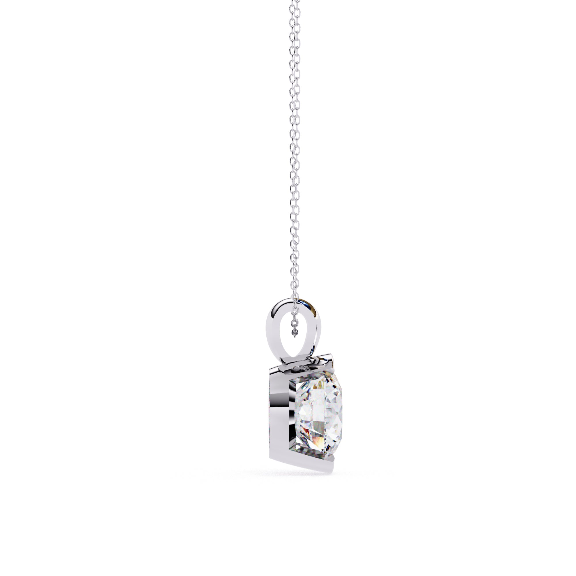 White Gold half-bezel round diamond necklace