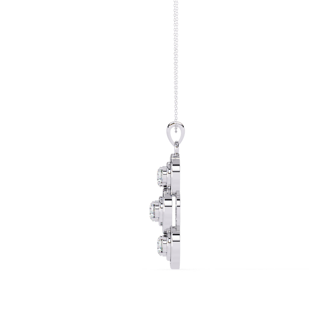 Bondi triple diamond drop pendant in White Gold