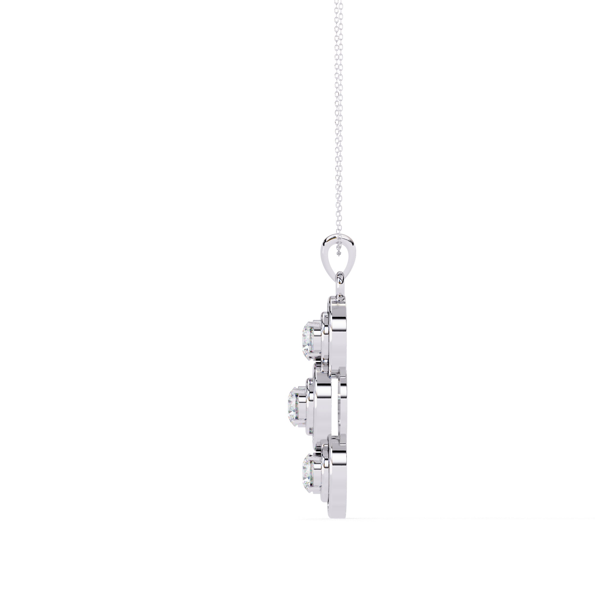 Bondi triple diamond drop pendant in White Gold