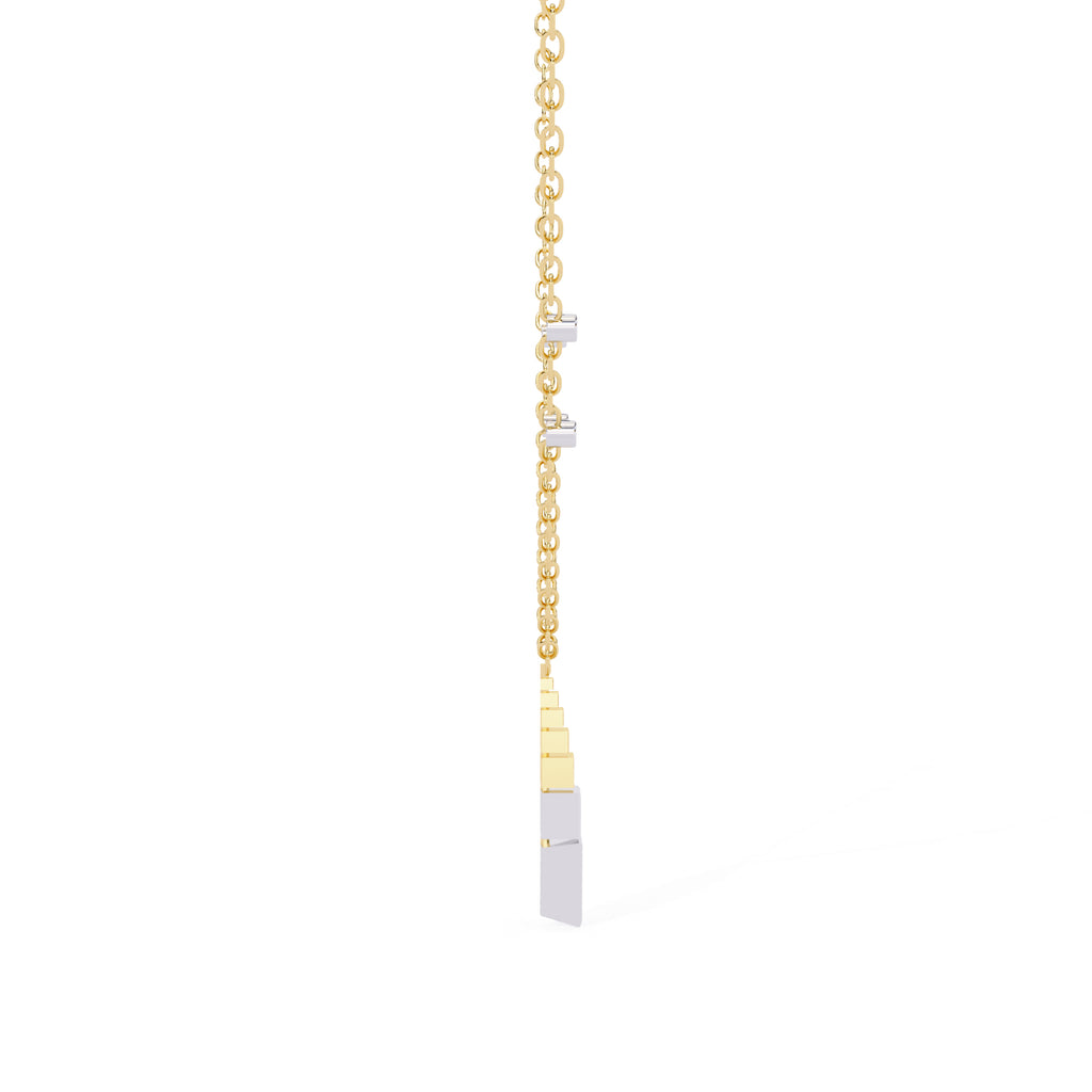 Gold necklace with unique geometric triangle diamond pendant