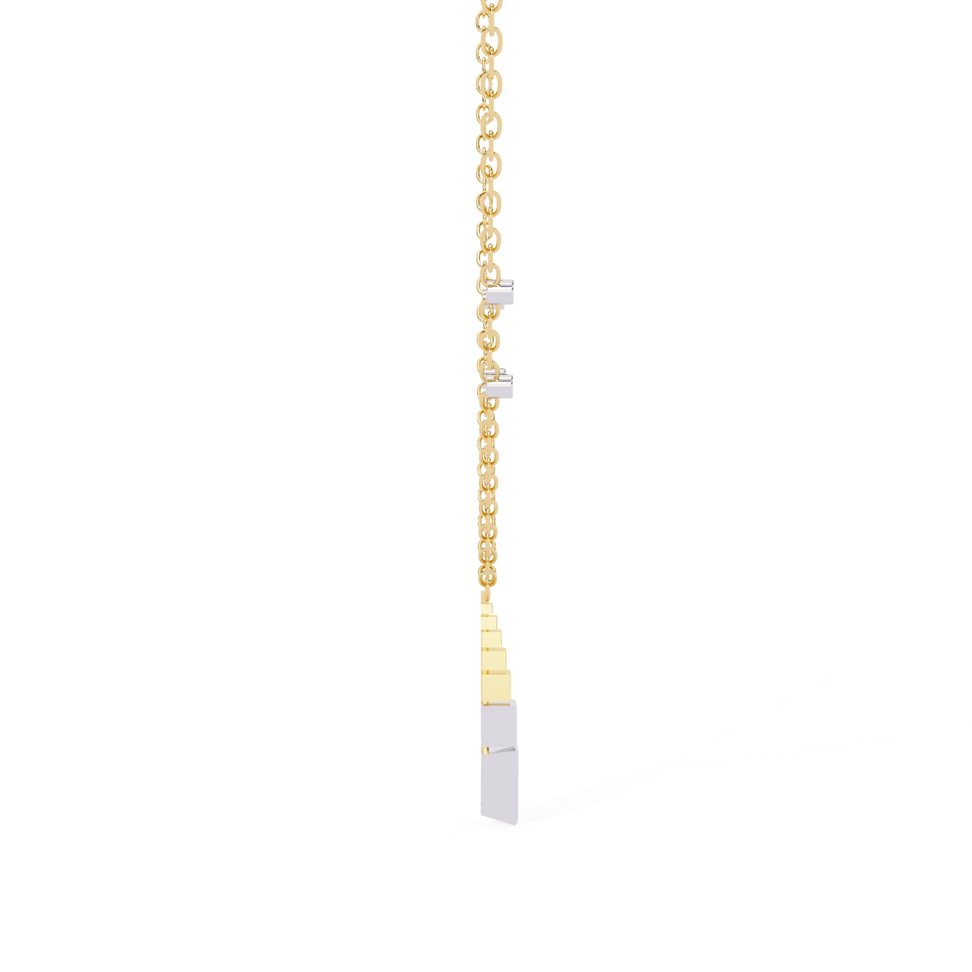 Gold necklace with unique geometric triangle diamond pendant