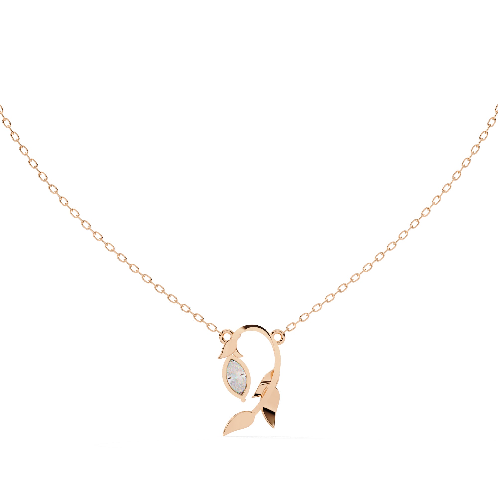 Luxury marquise diamond leaf pattern pendant