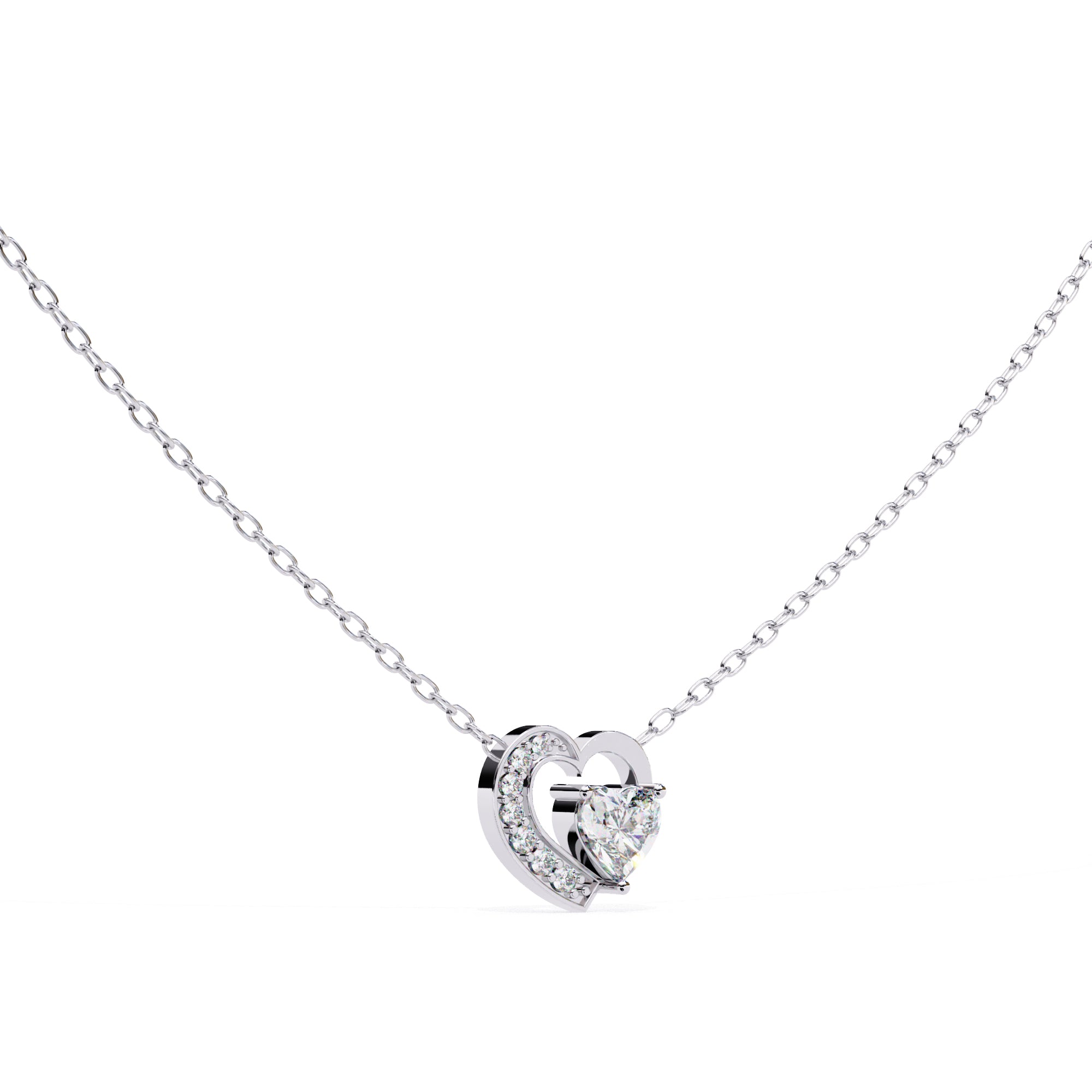 Romantic two-heart diamond pendant design
