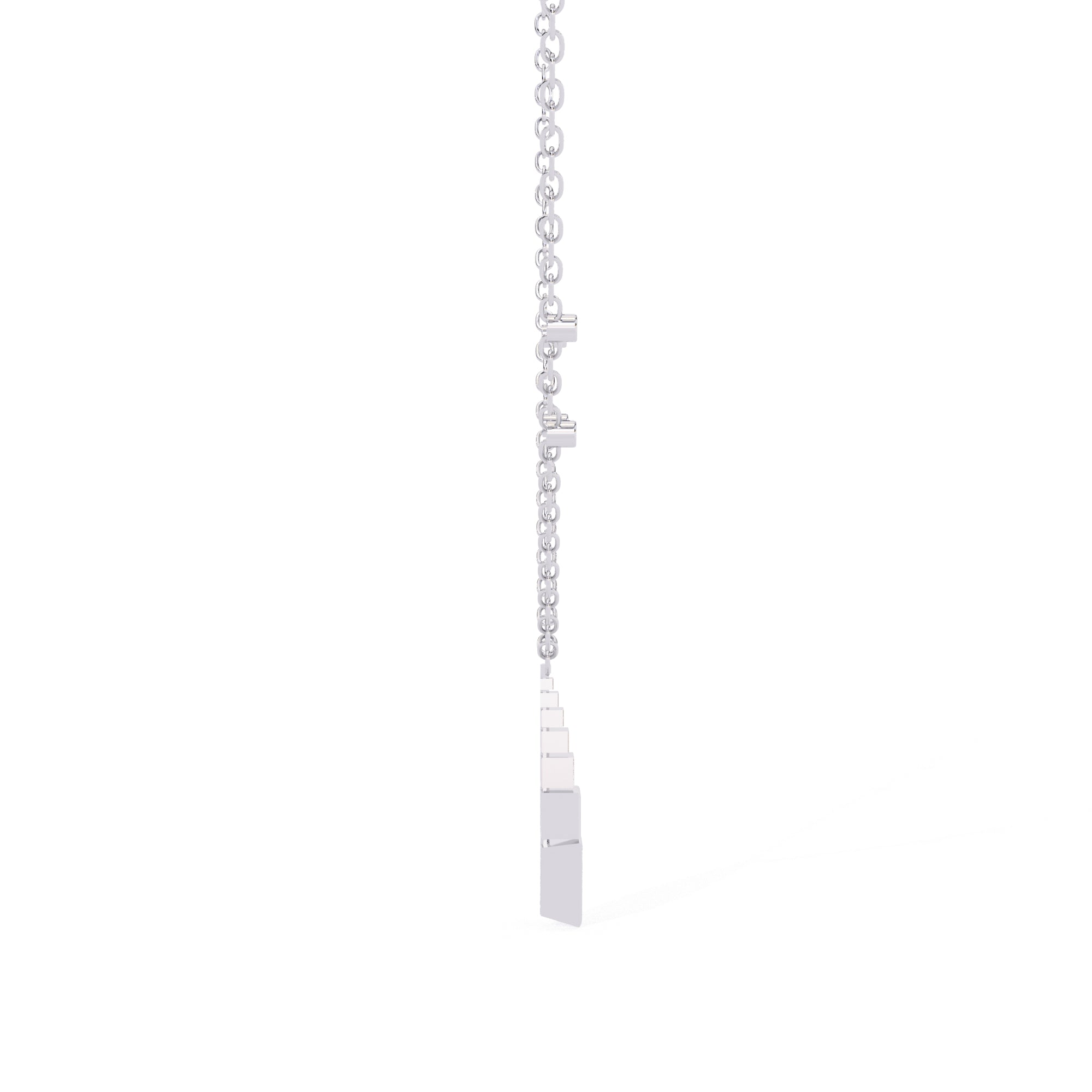 White Gold necklace with unique geometric triangle diamond pendant