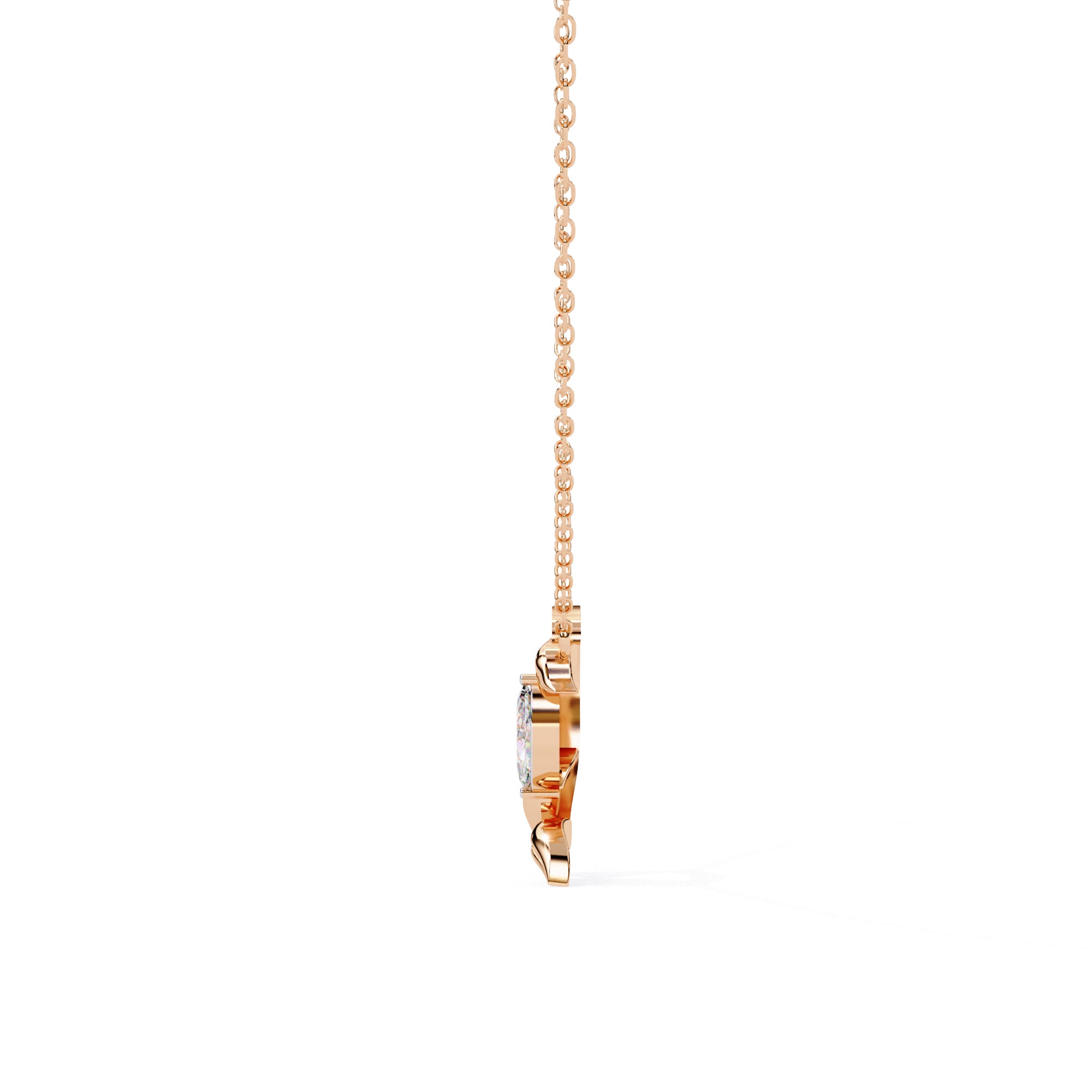 Rose Gold leaf diamond necklace