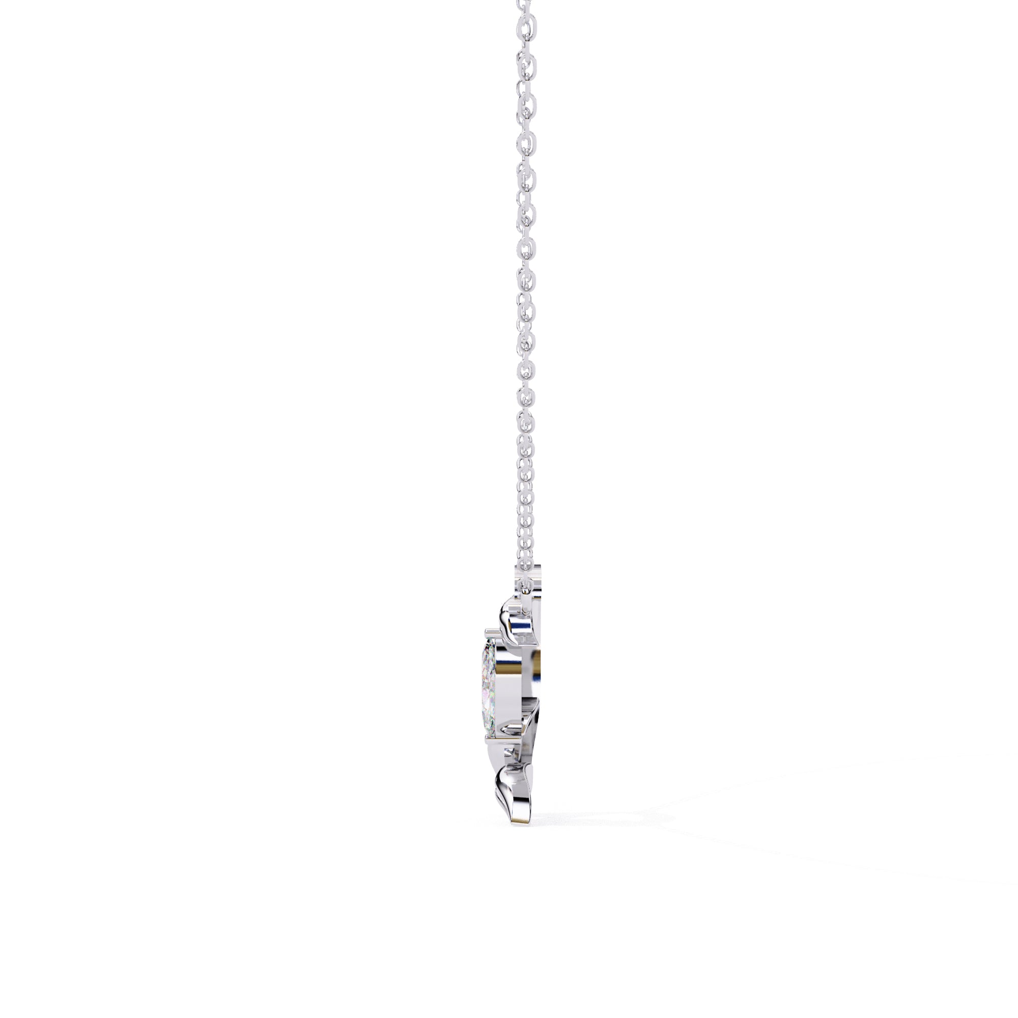 White Gold leaf diamond necklace