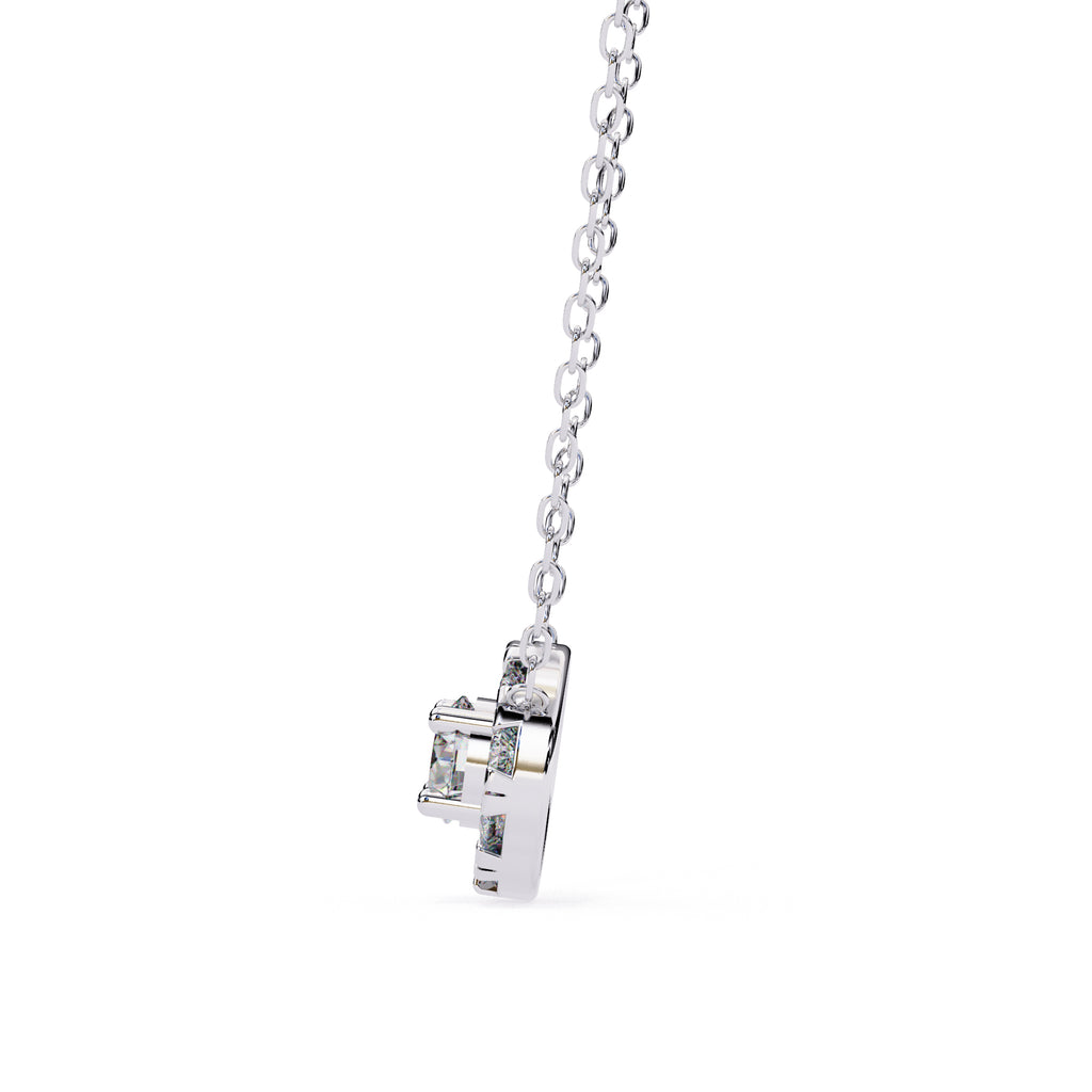 White Gold round halo diamond pendant