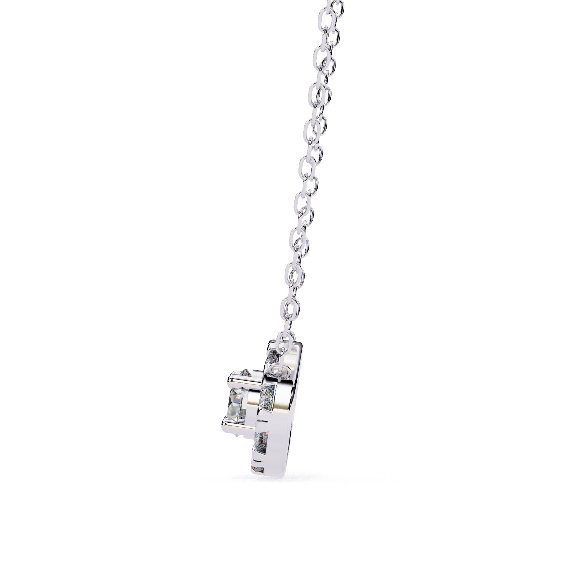 White Gold round halo diamond pendant