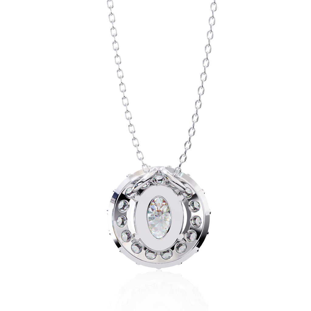 White Gold halo diamond pendant in oval shape
