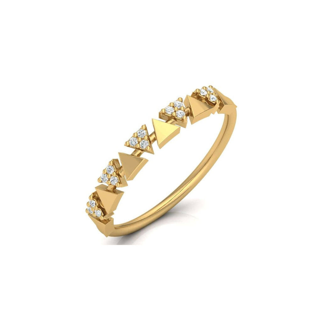 Unique triangle-pattern gold diamond engagement band for women