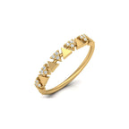 Unique triangle-pattern gold diamond engagement band for women