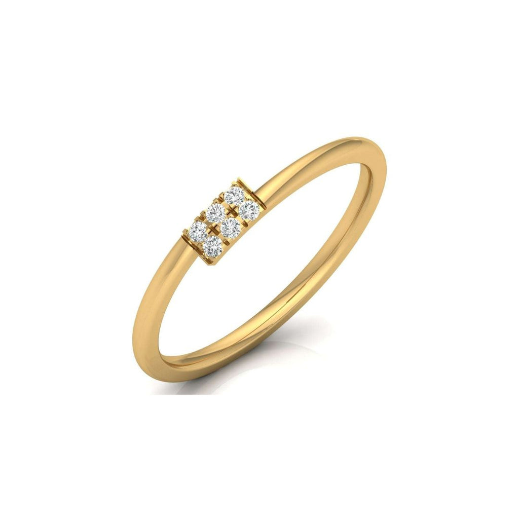 Minimalist Six Diamond Wedding Ring in Gold