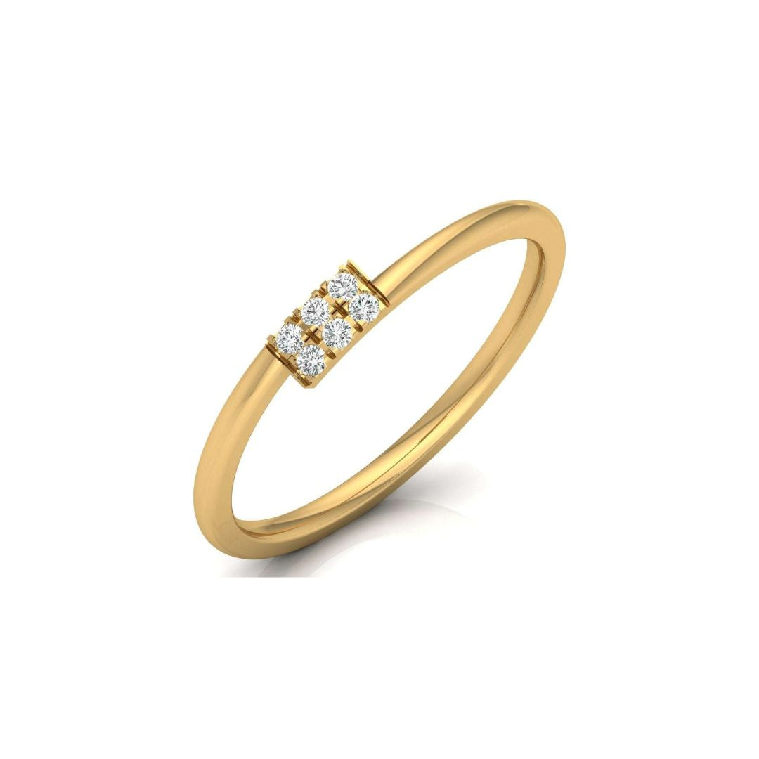 Minimalist Six Diamond Wedding Ring in Gold