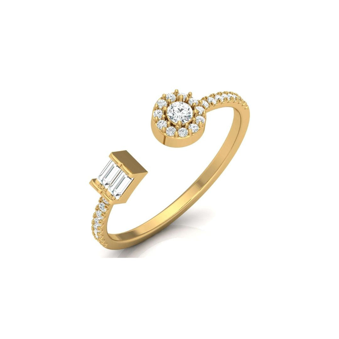Unique shape gold diamond ring for women