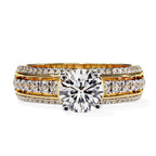 Triple-row diamond engagement band in yellow gold