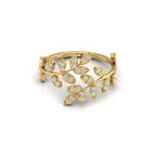 Leaf Shape Diamond Wedding Ring in Gold