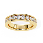 Classic channel set diamond ring with polished gold edge