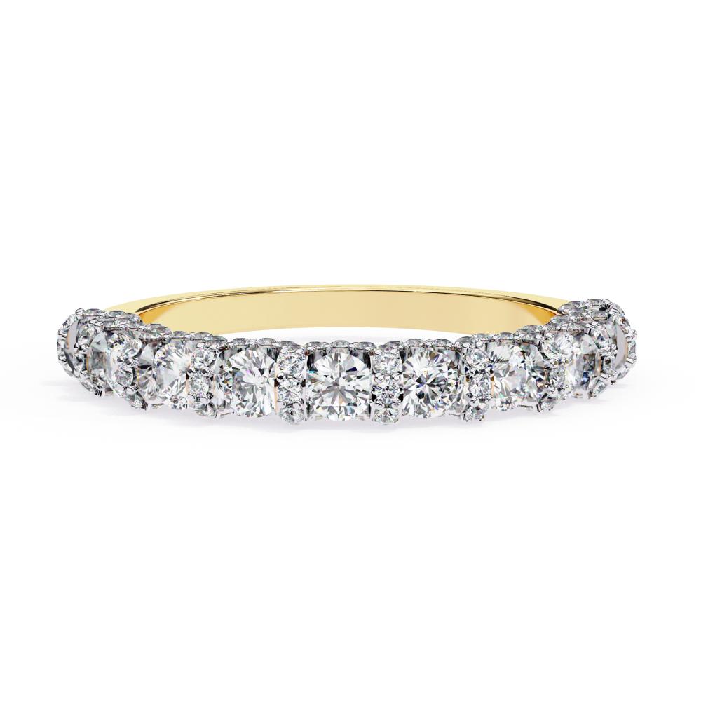 Vintage Style Round Brilliant Diamond Wedding Band in Gold