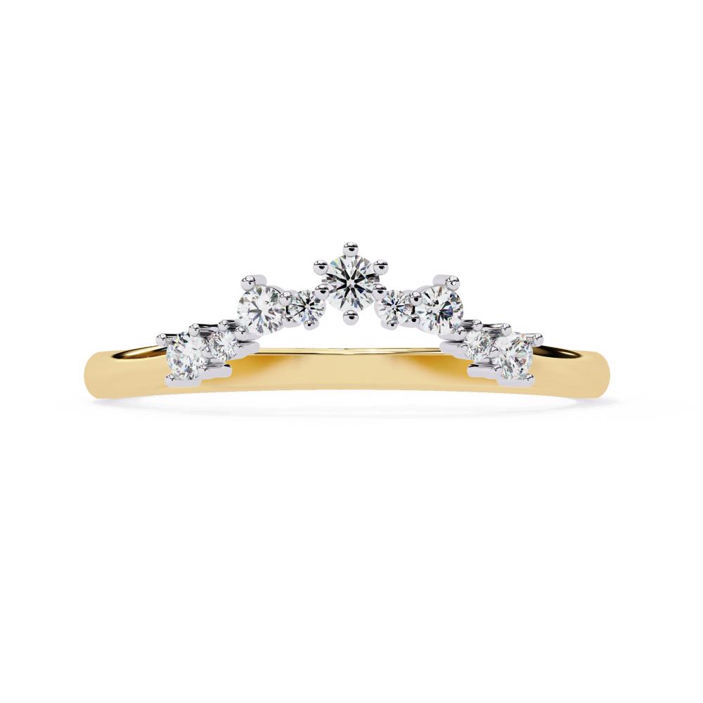 Geometric crown style diamond band in gold