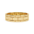 Stylish gold band ring with structured rectangular segments