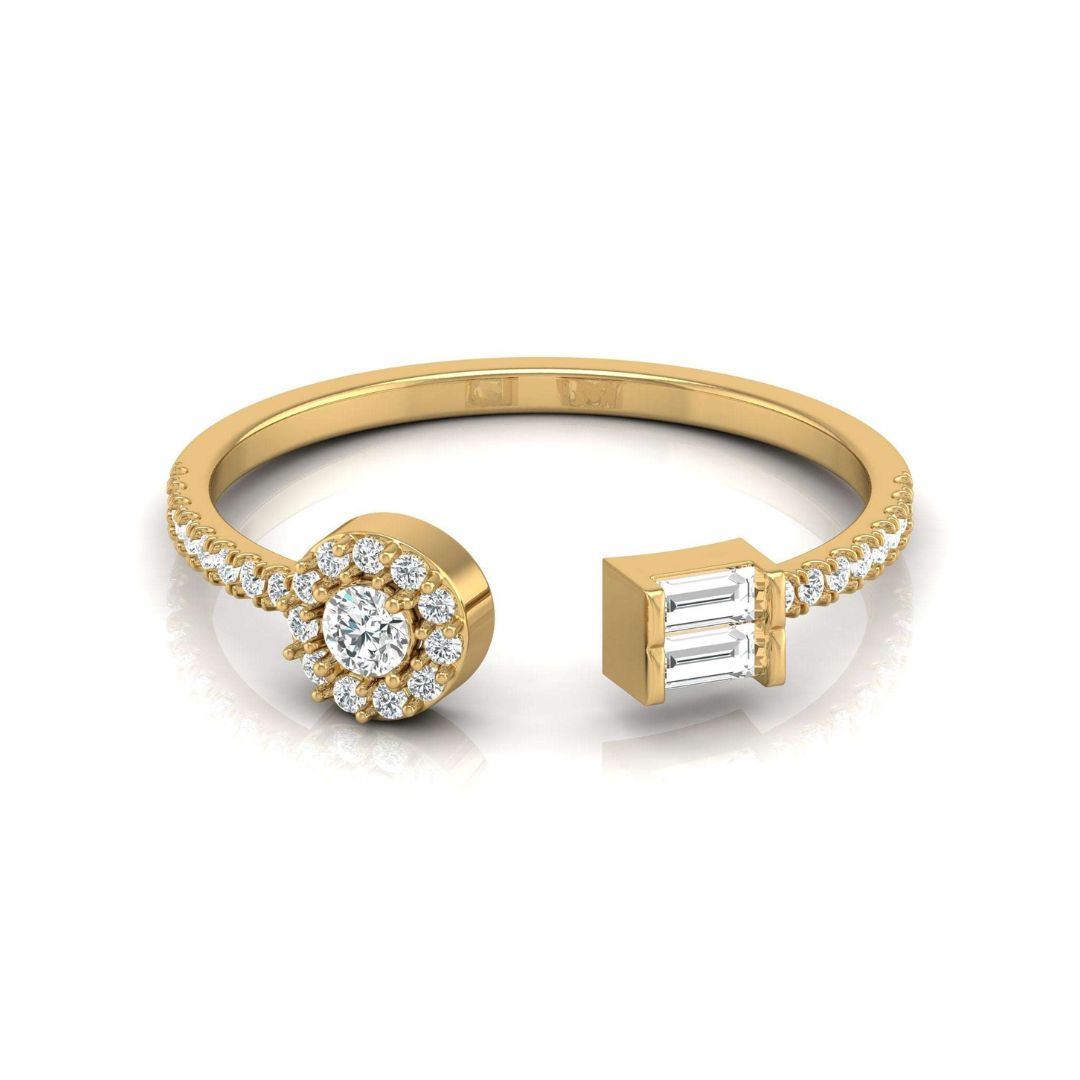 Mixed-Cut Bypass Open Diamond Ring in Gold
