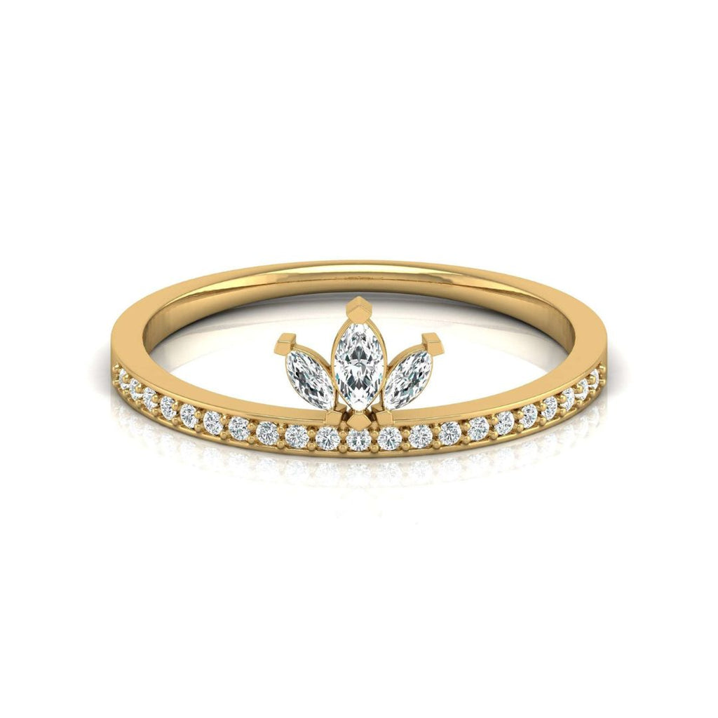 Crown Diamond Wedding Band in Gold