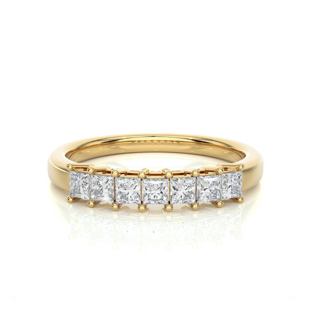 Princess-Cut Half Eternity Diamond Wedding Band in Gold