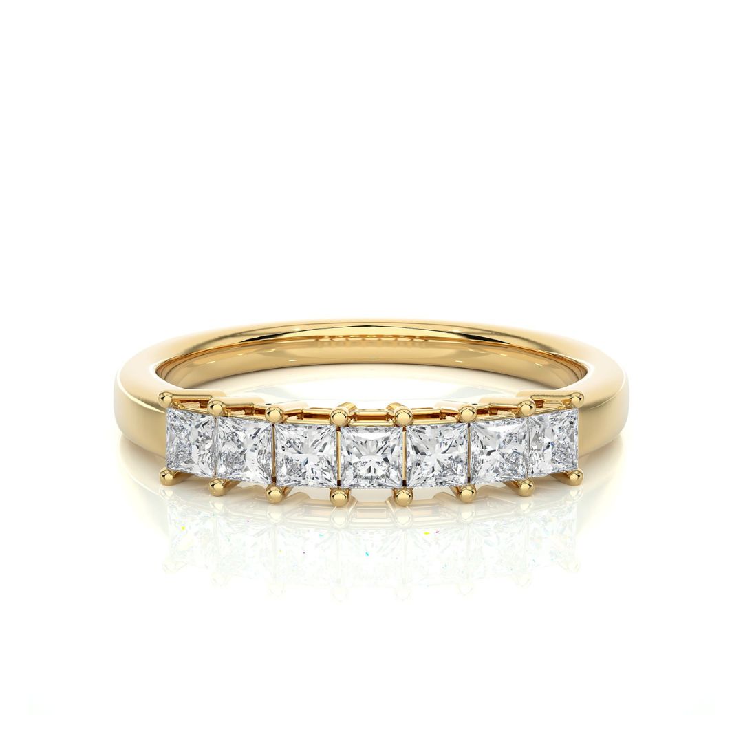 Princess-Cut Half Eternity Diamond Wedding Band in Gold