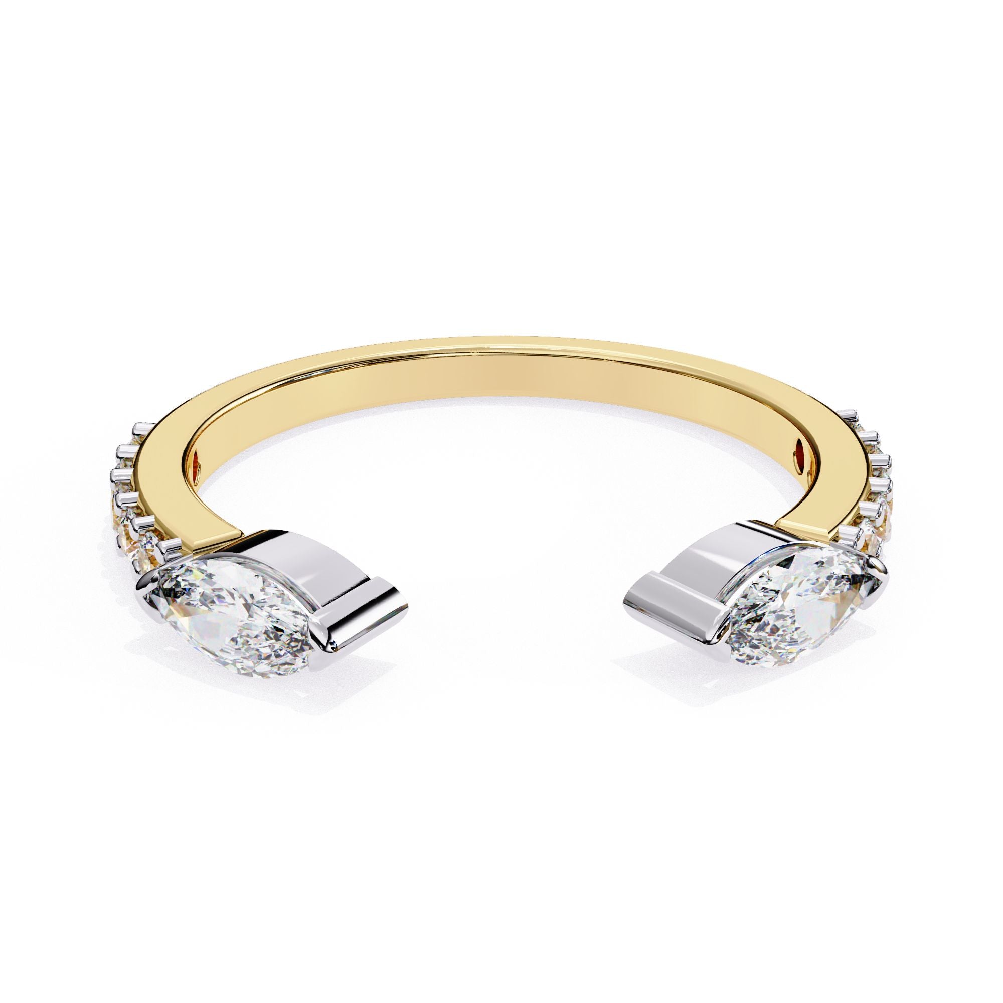 Contemporary cuff style diamond wedding band