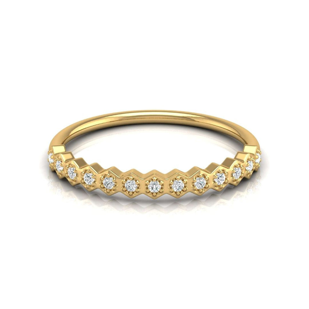 Dainty gold wedding ring with sparkling round diamonds