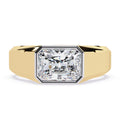 Imperial bezel set diamond band with radiant cut diamond